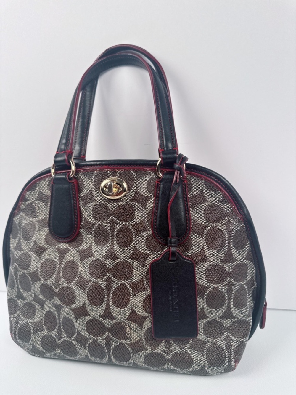 Coach Prince Street Turn lock Dome Crossbody Satchel Style Black/Brown/Red - Picture 6 of 16